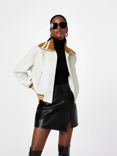 Color-block PU Leather Jacket, Soho | Women - BYMANYC ® New York-0