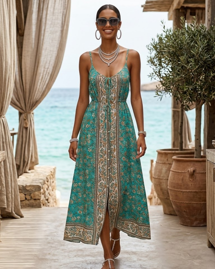 Damen Sommerkleid SUMMER COMO Green – New Collection ITALY