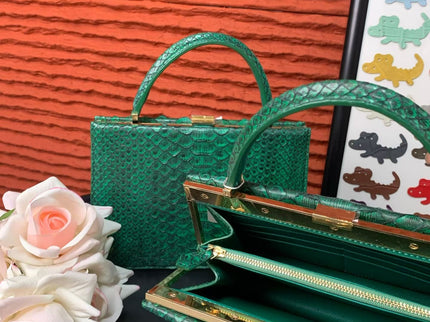Genuine Python Leather Top Handle Bag-3