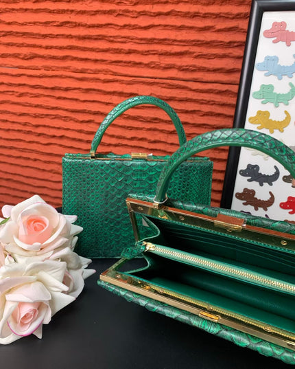 Genuine Python Leather Top Handle Bag-3
