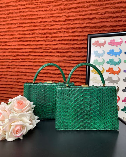 Genuine Python Leather Top Handle Bag-1