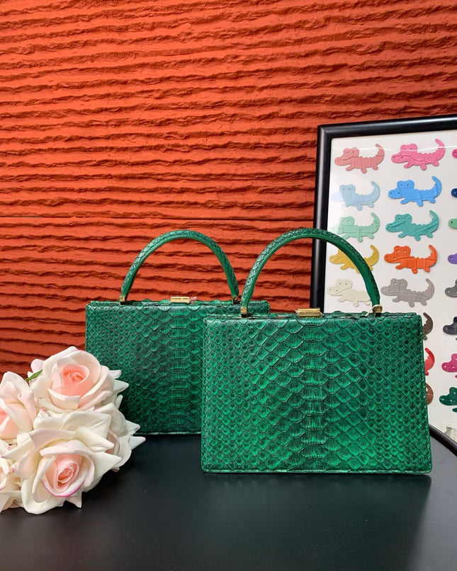 Genuine Python Leather Top Handle Bag-1
