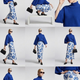 Electric Blue Relaxed-Fit Knit Sweater with Perkins Collar • BYMANYC ® New York-1