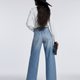 Elegante Wide-Leg Jeans mit Strukturpaneelen