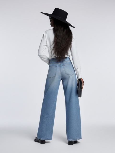 Elegante Wide-Leg Jeans mit Strukturpaneelen