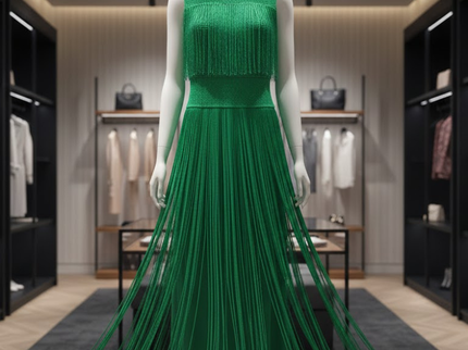 Emerald Kinetic Fringe Dress • TRIBECA New Collection BYMANYC ® New York