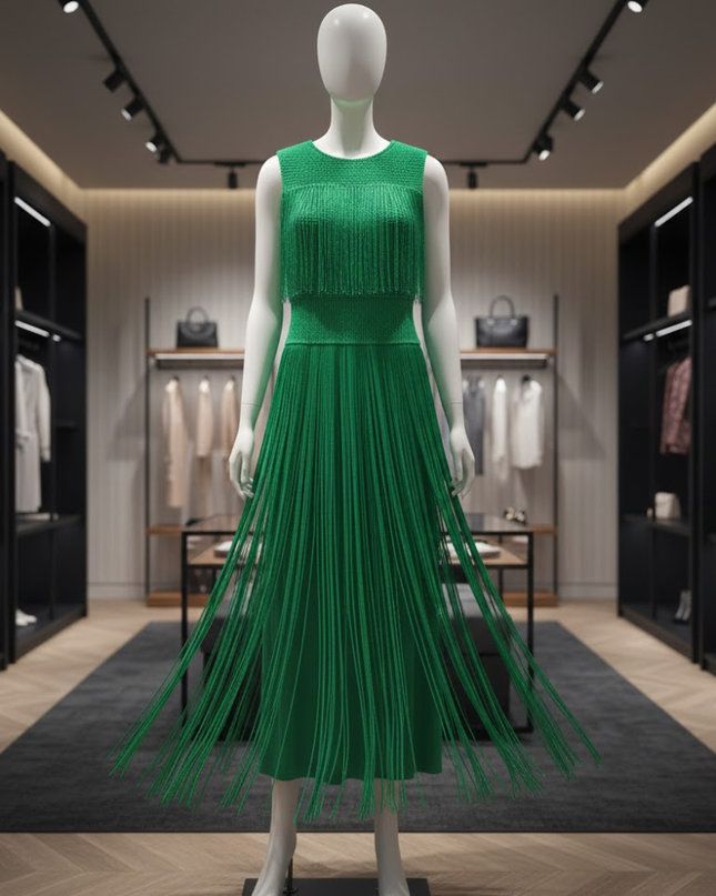 Emerald Kinetic Fringe Dress • TRIBECA New Collection BYMANYC ® New York