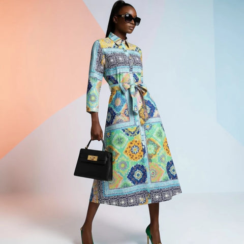 Langes NOLITA Blumenprint-Kleid Prêt-à-Porter BYMANYC ® New York