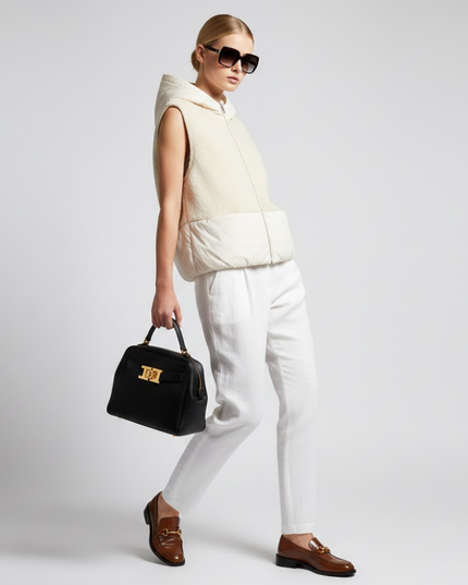 💟 Faux-Shearling Weste mit Kapuze | Ivory