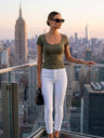BRYANT U-Neck Top | Khaki Green | Prêt-à-Porter