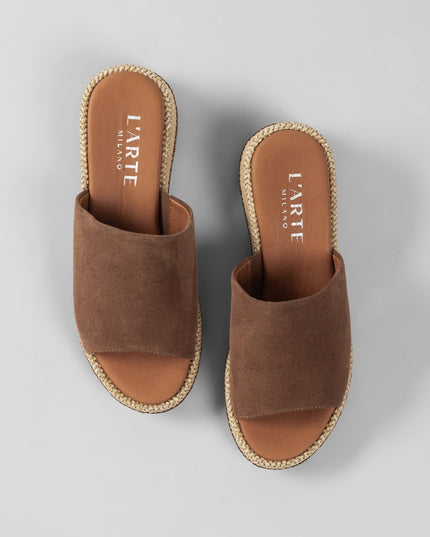 Damen Leder Keilsandalen L'Arte Milano – Braun
