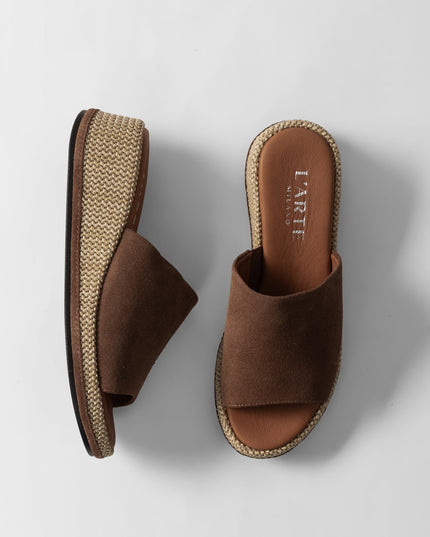 Damen Leder Keilsandalen L'Arte Milano – Braun