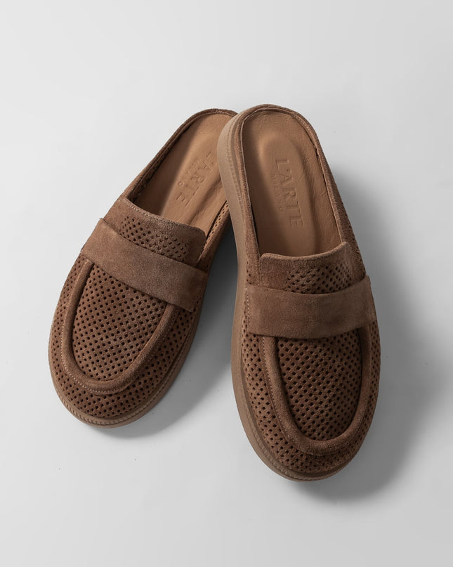 Damen Leder Clogs L'Arte Milano – Braun