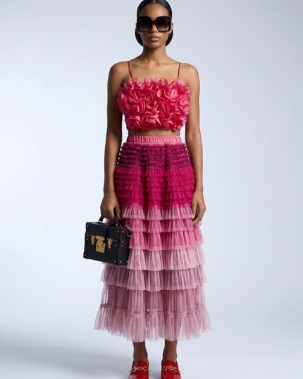 👗 GRAMERCY Damen Skirt & Top Set | Rose Red | Prêt-à-Porter