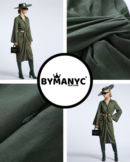 👗 GREENWICH Damen Tie-Blouse & Skirt Set | Forest Green | Prêt-à-Porter