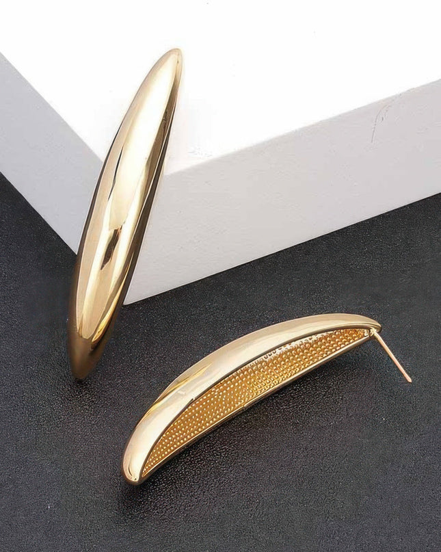 GUGGENHEIM Curved Metal Vintage Stud Earrings: BYMANYC ® New York-0