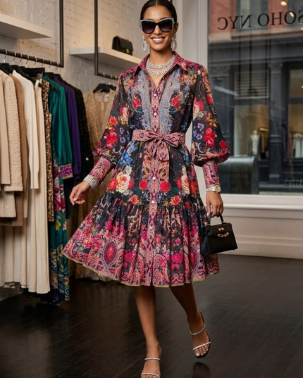 Gemini ha dicho Floral Paisley Print Shirt Dress NOLITA New Collection FASHION BYMANYC ® New York-0