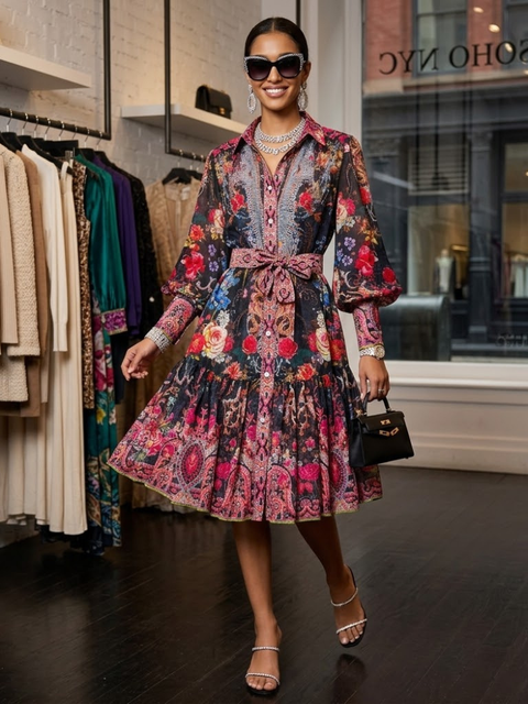 Gemini ha dicho Floral Paisley Print Shirt Dress NOLITA New Collection FASHION BYMANYC ® New York-0