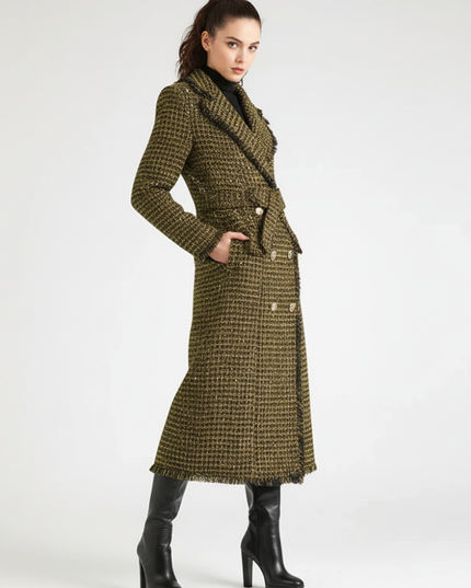 🧥 UPPER EAST SIDE Golden Plaid Trench Coat | Damen | Limited Edition