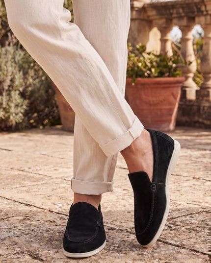 HOLLERT | Herren Loafer aus Kalbsveloursleder | Schwarz