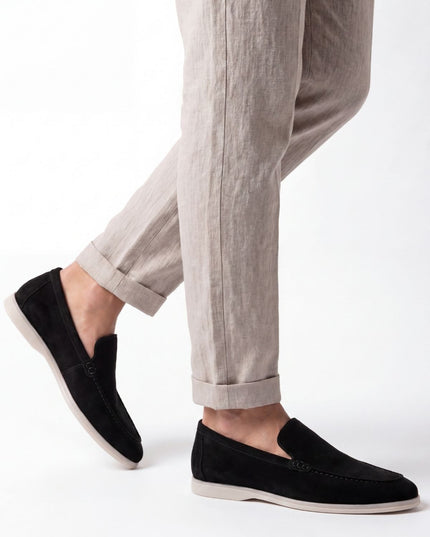HOLLERT | Herren Loafer aus Kalbsveloursleder | Schwarz