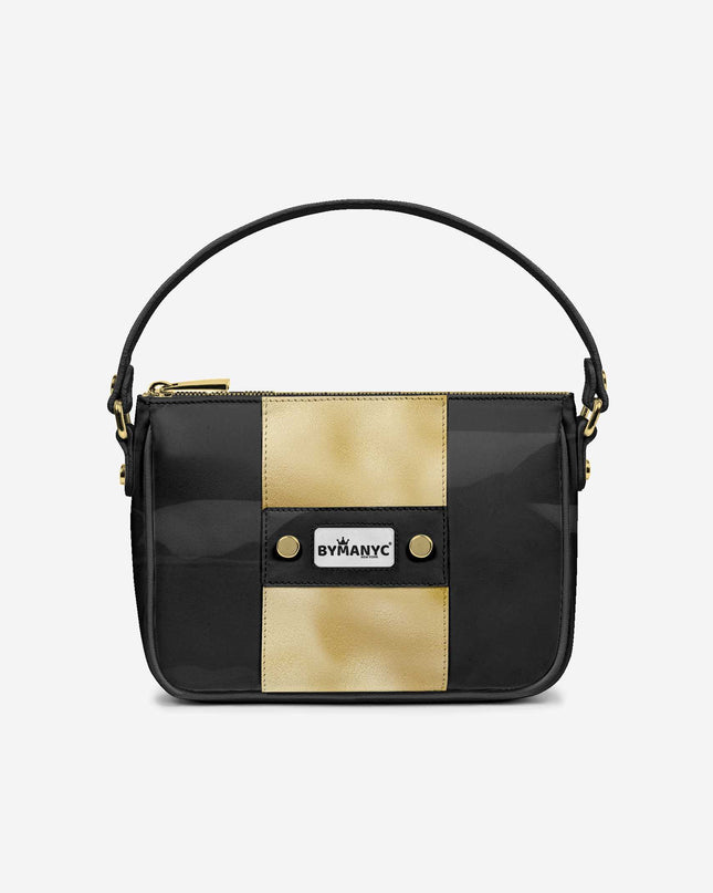 Handbag BYMANYC ® New York – Couture Vegan Vertical Band in Black & Gold Luxe-1