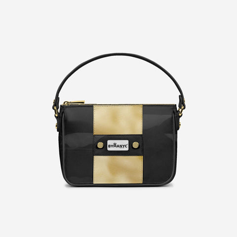 Handbag BYMANYC ® New York – Couture Vegan Vertical Band in Black & Gold Luxe-1