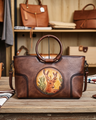 Modische Schultertasche aus Vintage-Leder mit rundem Henkel – Geräumig und Stilvoll