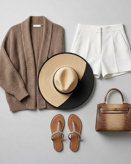 Damen Cardigan Williamsburg | Camel Beige | One Size | Fashion Chic