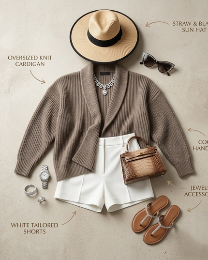 Damen Cardigan Williamsburg | Camel Beige | One Size | Fashion Chic