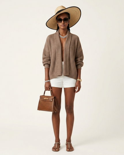 Damen Cardigan Williamsburg | Camel Beige | One Size | Fashion Chic