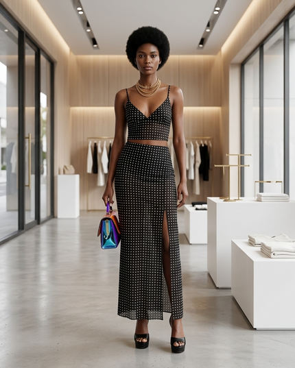 Damen Polka Dot Mesh-Set SoHo | Schwarz (Black) | New Collection