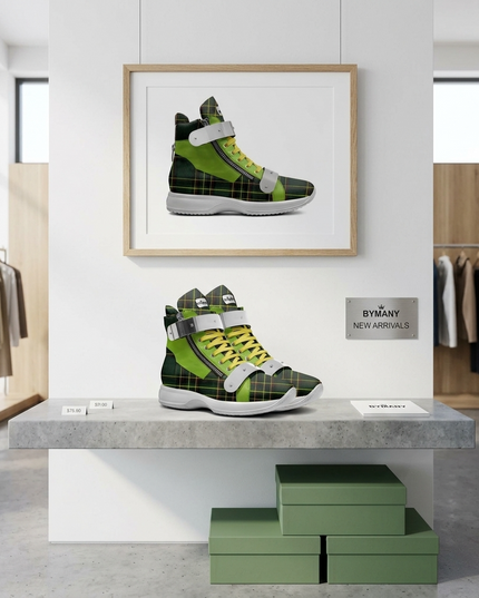💟 High Top Sneakers BROOKLYN Couture | Verde (Grün/Tartan) | Unisex | Handgefertigt in Italien