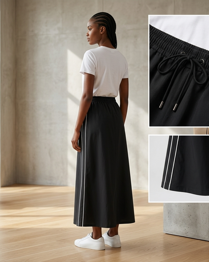 💟 HARLEM Luxury Sport Long Rock | Schwarz