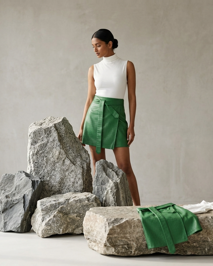 💟LAFAYETTE Vegan Leather Mini Rock | Emerald Green | COUTURE in NOLITA