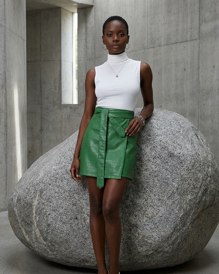 💟LAFAYETTE Vegan Leather Mini Rock | Emerald Green | COUTURE in NOLITA