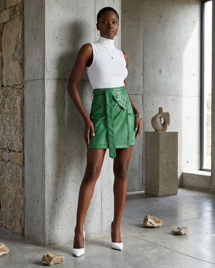 💟LAFAYETTE Vegan Leather Mini Rock | Emerald Green | COUTURE in NOLITA