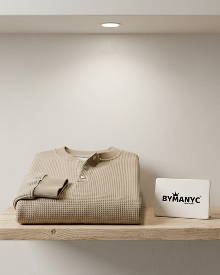 MADISON Henley Langarm-Polo | Khaki | Prêt-à-Porter