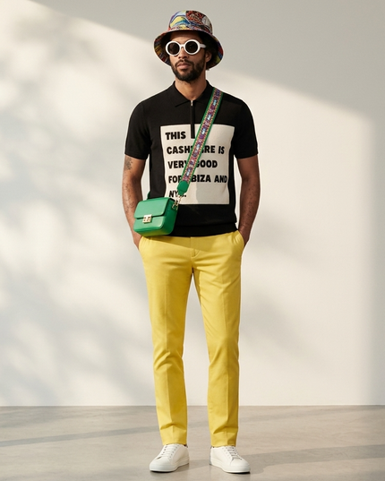 IBIZA NIGHTS Cashmere-Polo | Schwarz/Off-White