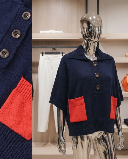 TRIBECA Navy Contrast Polo | Navy Blue/Rot