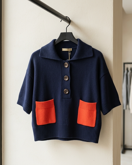 TRIBECA Navy Contrast Polo | Navy Blue/Rot