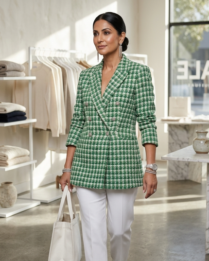 TRIBECA Blazer Grüner Tweed| Damen