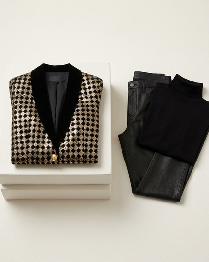 WALL STREET Diamant-Intarsien Blazer | Schwarz-Gold