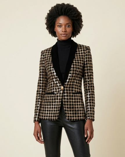 WALL STREET Diamant-Intarsien Blazer | Schwarz-Gold
