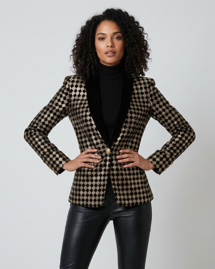 WALL STREET Diamant-Intarsien Blazer | Schwarz-Gold