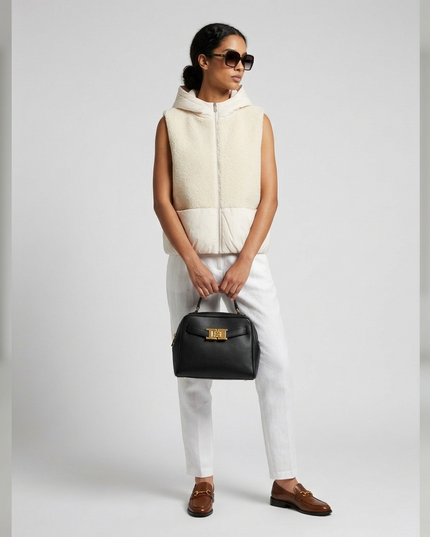 💟 Faux-Shearling Weste mit Kapuze | Ivory