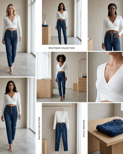 FLATIRON Damen Jeans | Dark Blue | High-Rise Gold-Hardware New Collection
