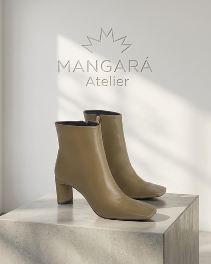 Senna Damen Leder-Boots | Olive Green