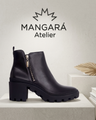 Sophora Damen Leder Ankle Boots | Black