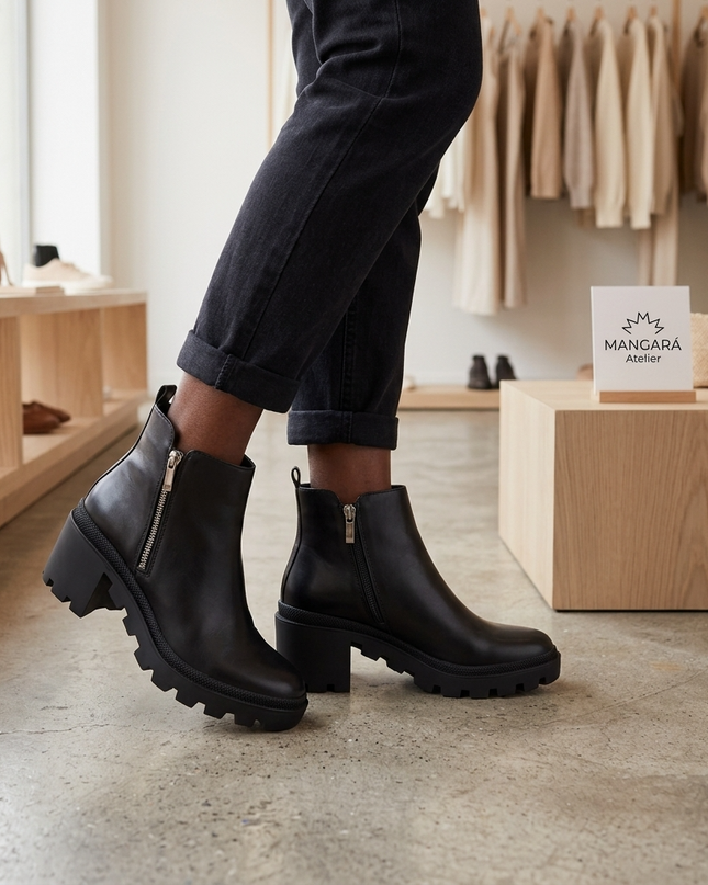 Sophora Damen Leder Ankle Boots | Black